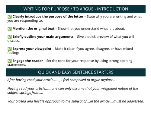 Writing to Argue Ingredients