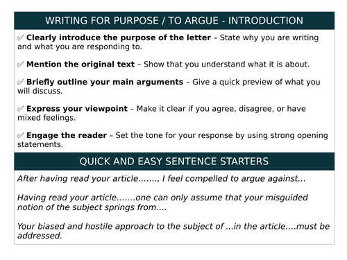Writing to Argue Ingredients