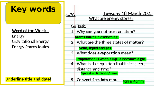 Full energy KS3 unit