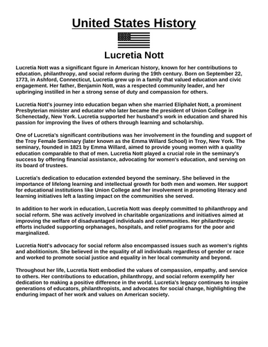 Lucretia Nott “Article & Questions” Assignment