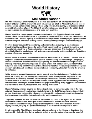 Mal Abdel Nasser  “Article & Questions” Assignment