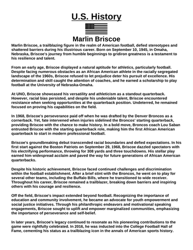 Marlin Briscoe “Article & Questions” Assignment