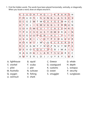 Summer holidays spelling puzzle.