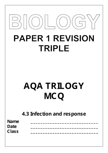 MCQ Biology trilogy GCSE AQA 4.3 Infection and response