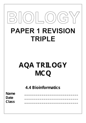 MCQ Biology trilogy GCSE AQA 4.4 Bioinformatics