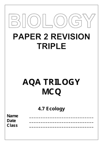 MCQ Biology trilogy GCSE AQA 4.7 Ecology