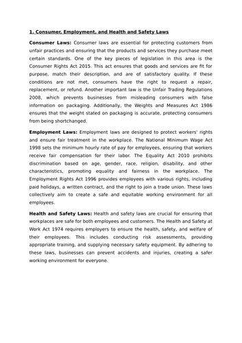 Impact of Legislation on Business