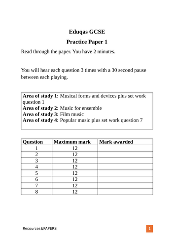 Eduqas GCSE music practice paper (1)