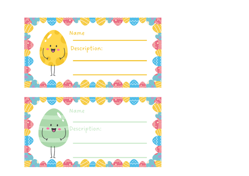 Easter egg writing activity