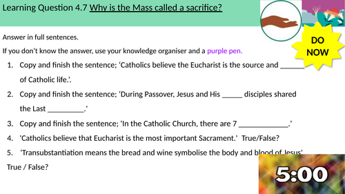 4.7 Why is the Mass called a sacrifice? Source to Summit Y7 Catholic Christianity