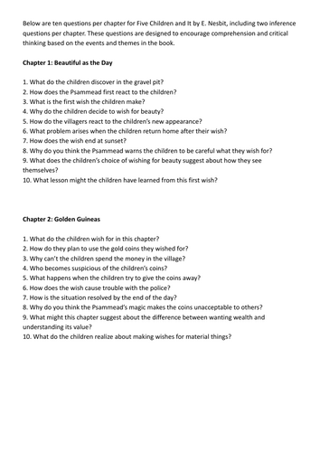 Five Children and It chapter questions