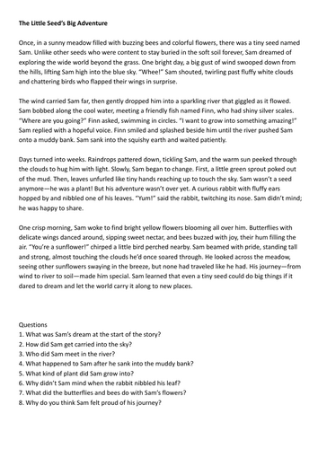 20 Reading Comprehensions for Year 3