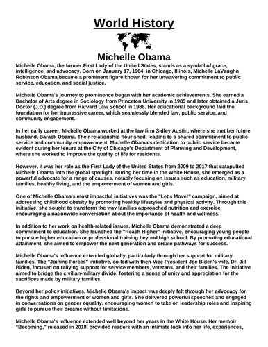 Michelle Obama “Article & Questions” Assignment