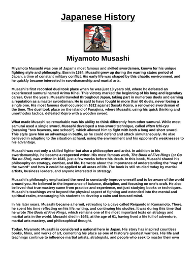 Miyamoto Musashi “Article & Questions” Assignment