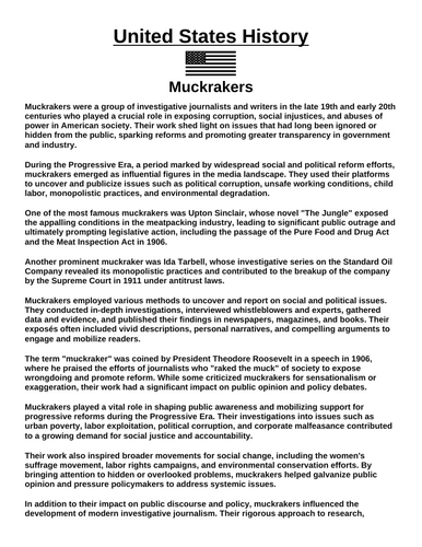 Muckrakers “Article & Questions” Assignment