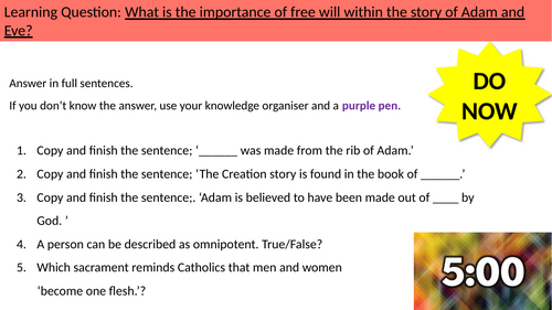 1.4 Creation and the nature of humans in Gen 2. GCSE AQA B CATHOLIC CHRISTIANITY