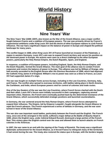 Nine Years' War “Article & Questions” Assignment