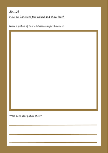 How do Christians feel valued and show love? activity sheet