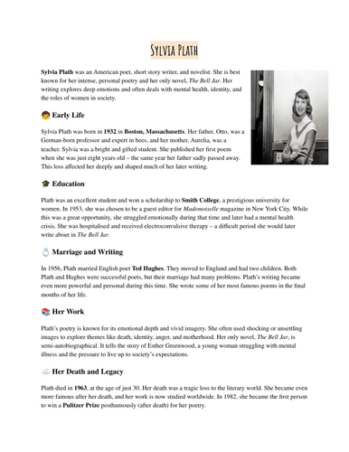 Sylvia Plath Poetry Pack – LC English