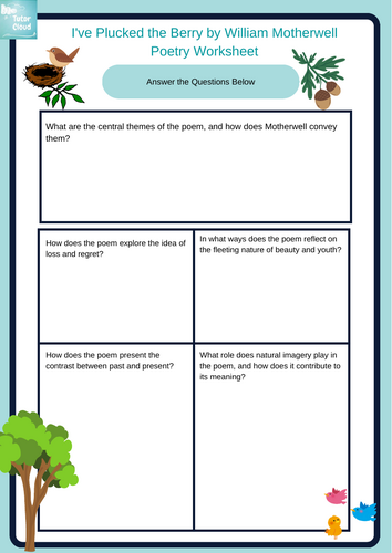 I've Plucked the Berry by William Motherwell Poetry Worksheet