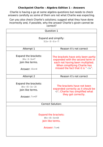 Checkpoint Charlie - Algebra Edition 1