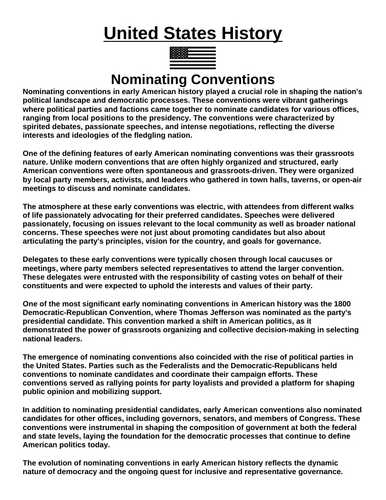 Nominating Conventions “Article & Questions” Assignment