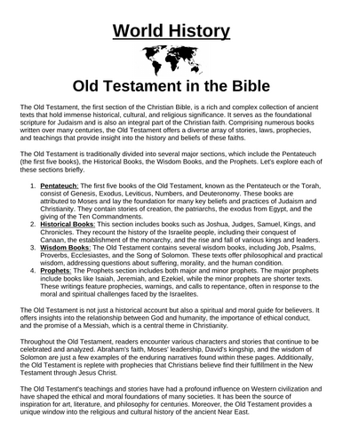 Old Testament in the Bible “Article & Questions” Assignment