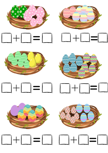 Easter egg basket number sentences
