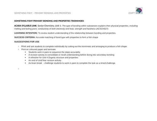 Something Fishy - Primary Bonding and properties