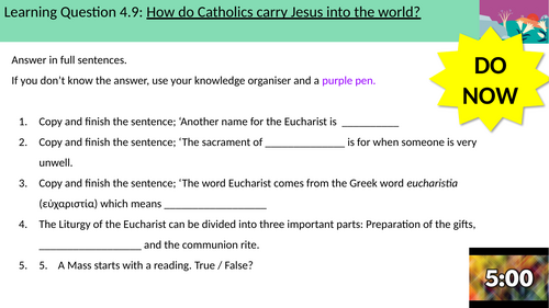 4.9 How do Catholics carry Jesus into the world? Source to Summit Y7 Catholic Christianity