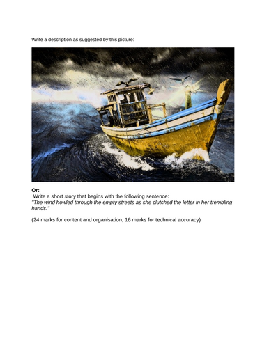 Language Paper 1: Section B question & support worksheet AQA GCSE