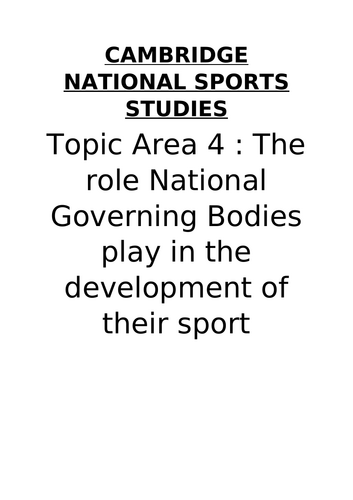 Cambridge National Sports Studies - TA4 Revision Guide and Exam Questions