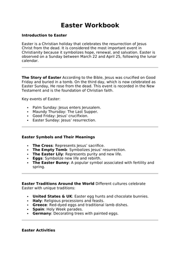 Easter Workbook