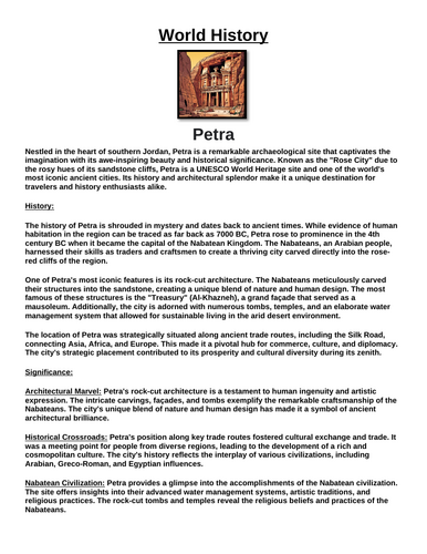 Petra “Article & Questions” Assignment