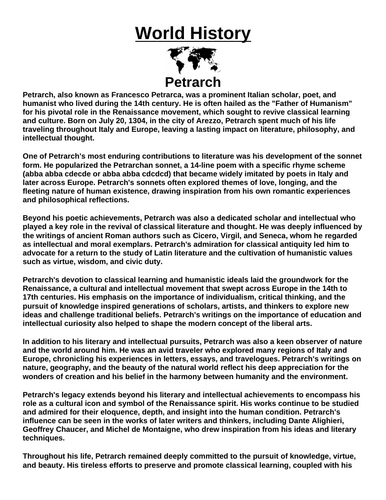 Petrarch “Article & Questions” Assignment