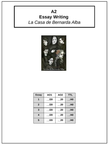 La casa de |Bernarda Alba: a writing booklet