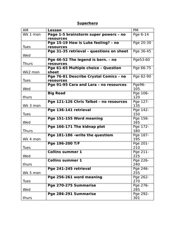 My Brother is a Superhero five weeks Guided Reading whole class reading