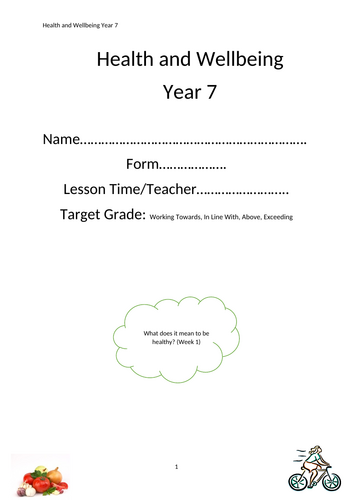 Year 7 Health and Wellbeing Workbook: PSHE Activities and Assessments