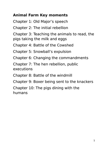 Animal Farm Key Moments booklet