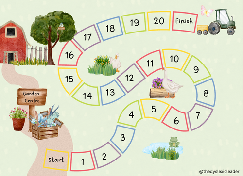 Spring Numbers to 20 Track Board Games