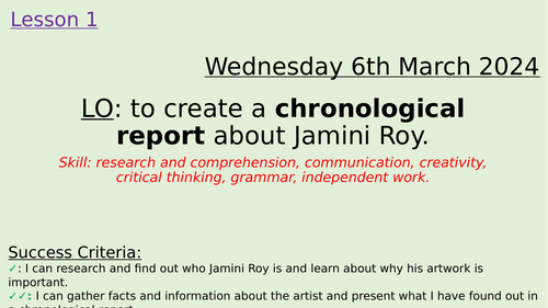 India Week 2: lesson slides, Art and writing focus for teachers