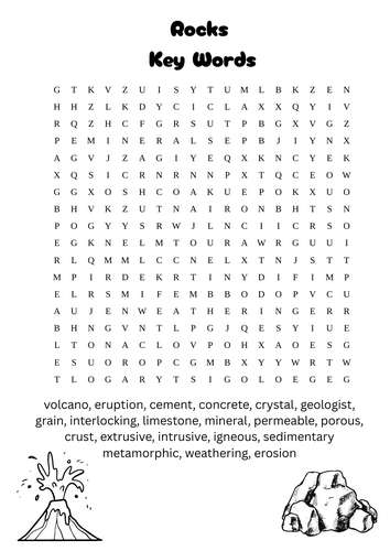 Rock cycle key word word search