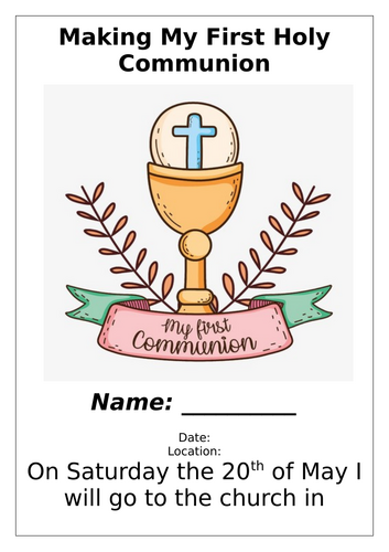 First Holy Communion Social Story Template ASD class, special needs, autism Ireland
