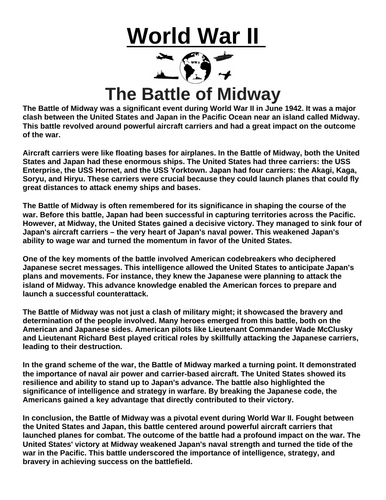 Battle of Midway “Article & Questions” Assignment (World War II)