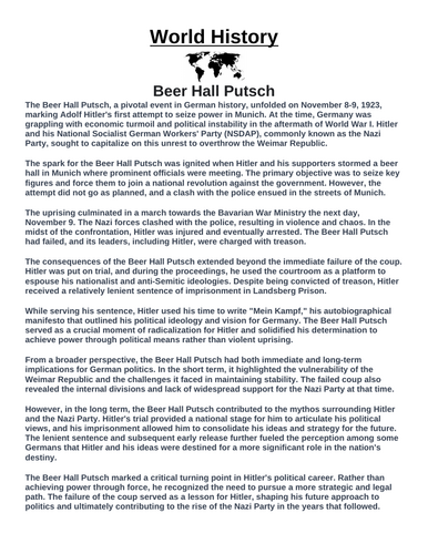 Beer Hall Putsch “Article & Questions” Assignment (World War II)