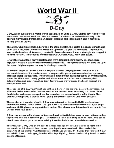D-Day “Article & Questions” Assignment (World War II)