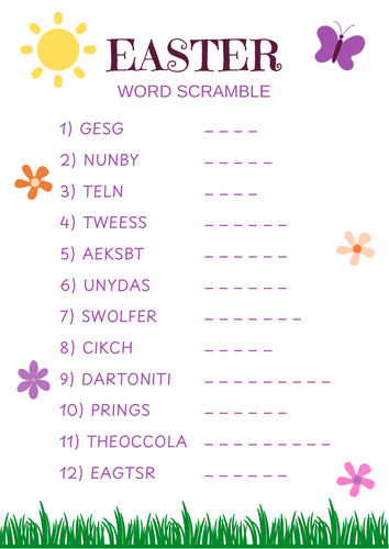 Easter Word Scramble
