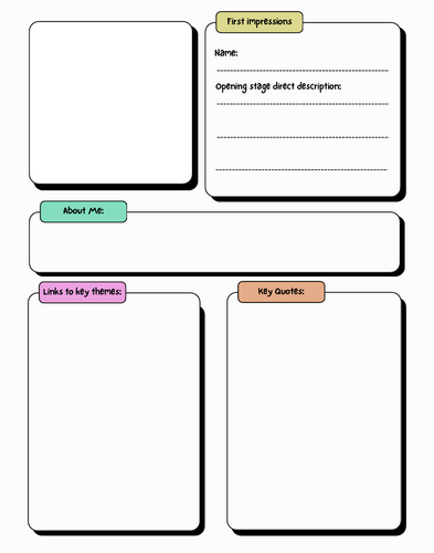 An Inspector Calls - Character Profile Template
