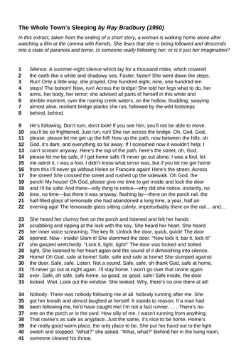 Language paper 1: The Whole Town’s Sleeping, 1950