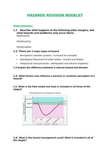 Hazard management revision booklet (AQA)